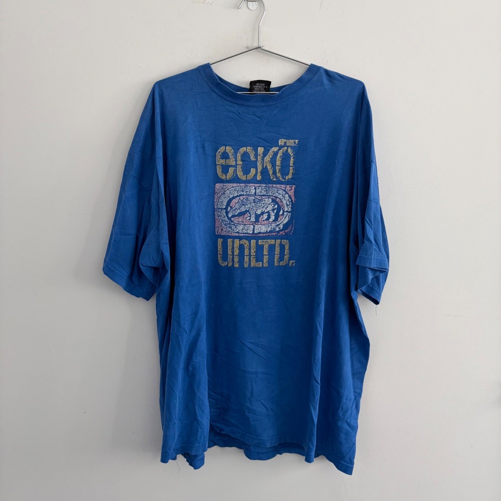 Vintage Ecko Unltd Graphic T-Shirt Blue XXL Made in USA Streetwear
